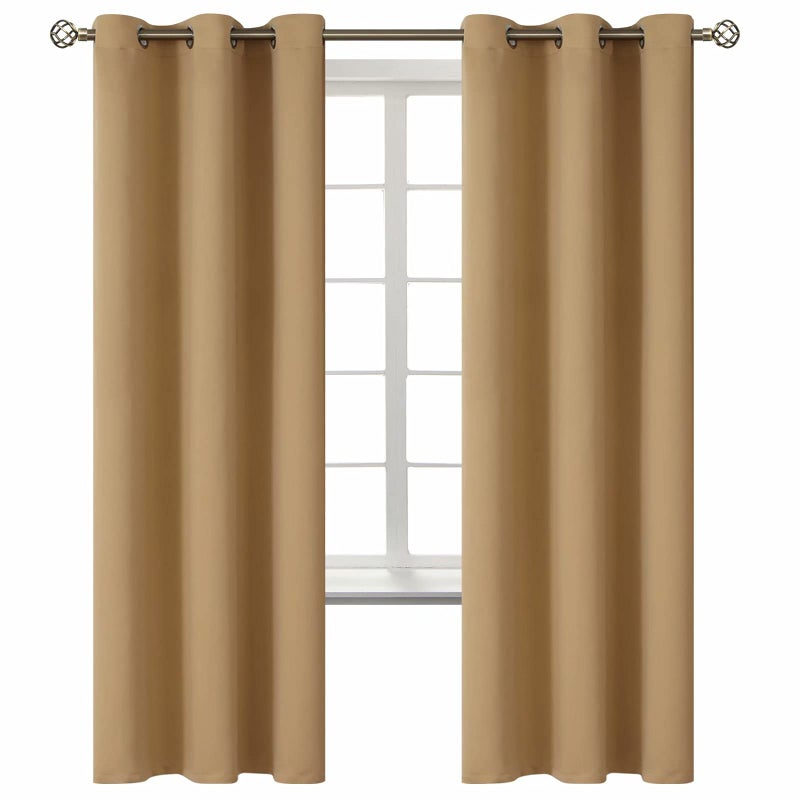 BGment Blackout Curtains for Living Room - Grommet Thermal Insulated Room Darkening Curtains for Bedroom, 2 Panels of 42 x 72 Inch, Khaki - Image 1